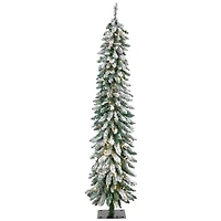 6ft. Pre-Lit Pencil Flocked Alpine Artificial Christmas Tree, Clear Lights