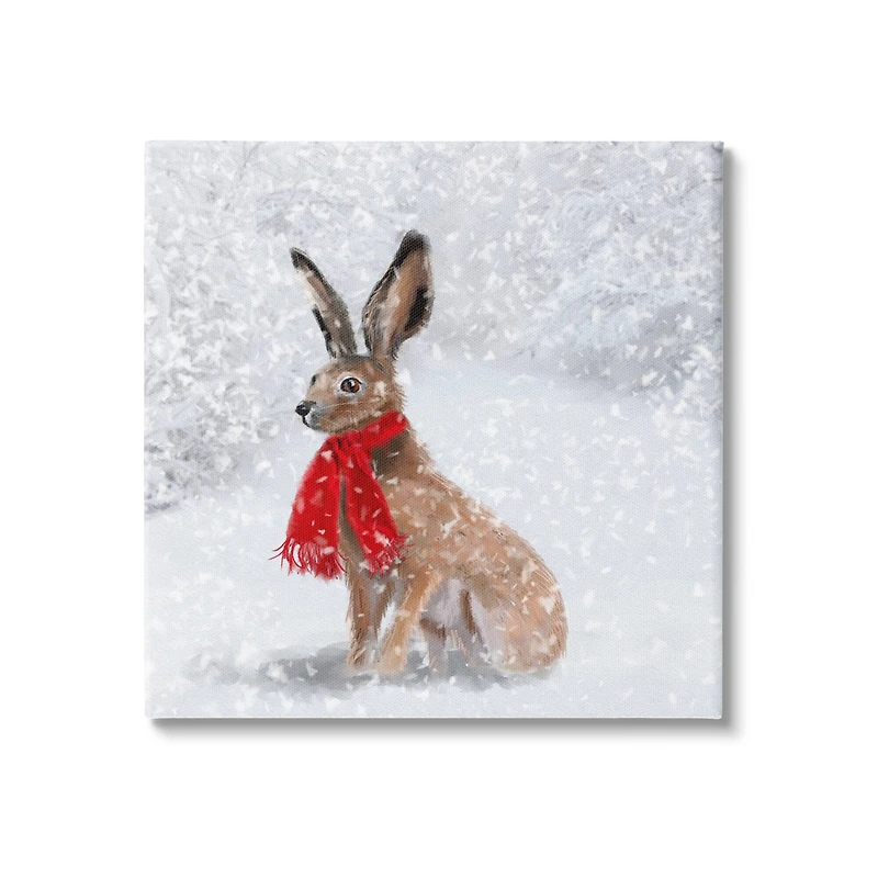 Stupell Industries Winter Rabbit Scarf Landscape Canvas Wall Art