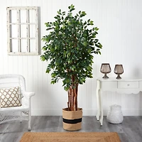 7ft. Sakaki Artificial Tree in Handmade Natural Cotton Planter
