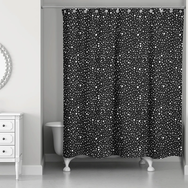 Black & White Snow Dot Pattern Shower Curtain