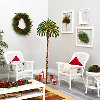 6ft. Pre-Lit Palm Artificial Christmas Tree, Warm White LED Lights