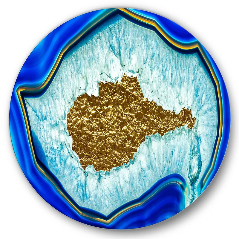 Designart - Golden Heart Blue Agate Stone