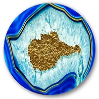 Designart - Golden Heart Blue Agate Stone