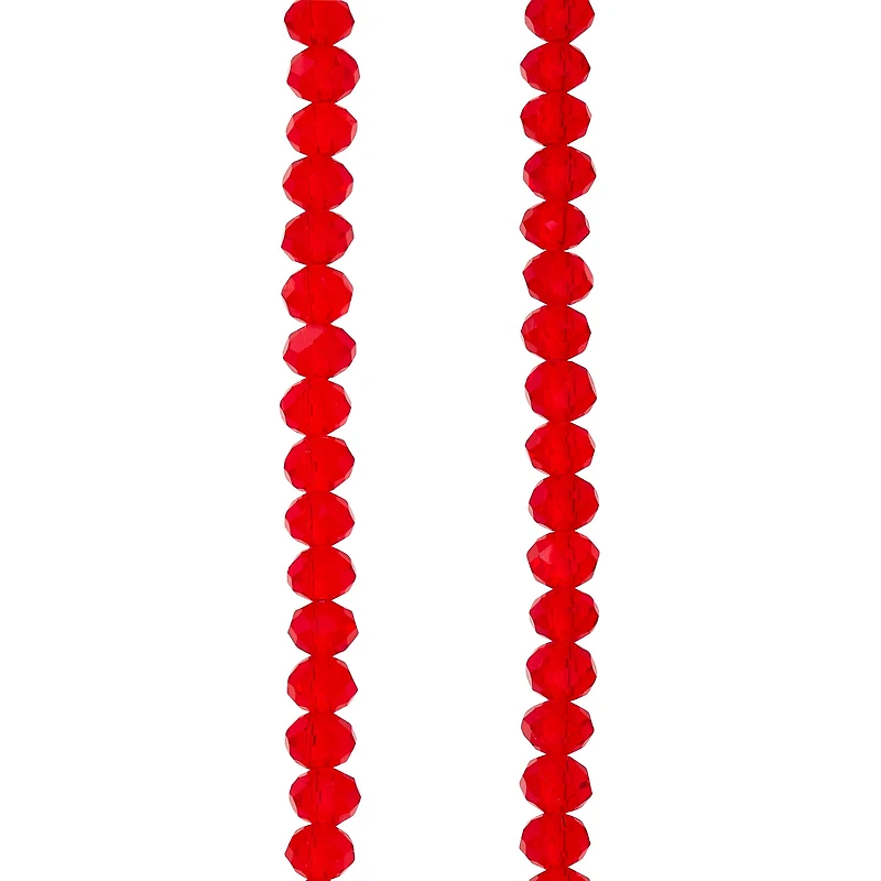 Ruby Faceted Glass Rondelle Beads, 6mm by Bead Landing™