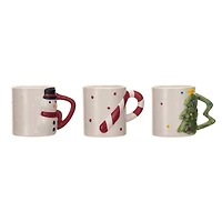 Hello Honey® 3.5" Stoneware Holiday Mug with Shaped Handle Set