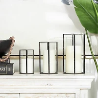 CosmoLiving by Cosmopolitan Clear Hexagon Metal Candle Lantern Set