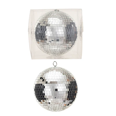 Hello Honey® 10" Silver Round Hanging Glass & Foam Disco Ball