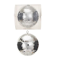 Hello Honey® 10" Silver Round Hanging Glass & Foam Disco Ball