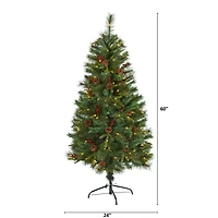 5ft. Pre-Lit Mixed Pine Artificial Christmas Tree, Clear LED Lights