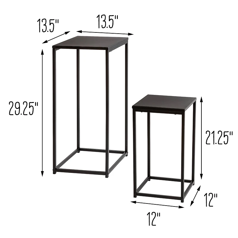 Honey Can Do Square Black Side Tables Set