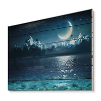 Designart - Romantic Moon Over Deep Blue Sea I