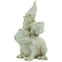 9.5" Gnome Leaping Over a Frog Outdoor Garden Statue