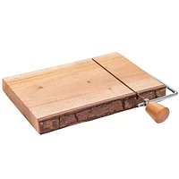 Hello Honey® 10.5" Natural Wood & Metal Cheese Slicer with Bark Edge