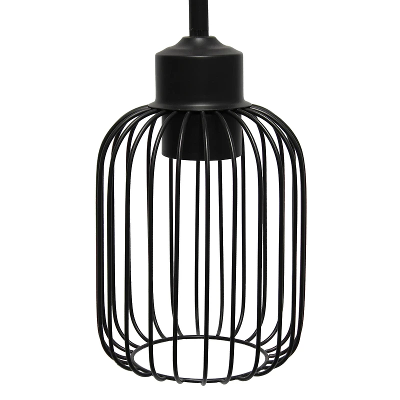 Lalia Home Ironhouse 7" Black 1-Light Metal Caged Mini Pendant
