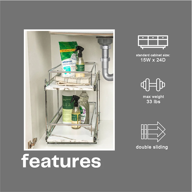 Household Essentials Glidez Marble 2-Tier Cabinet Organizer