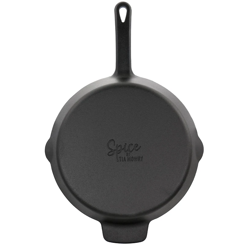 Spice by Tia Mowry Savory Saffron 12" Cast Iron Skillet with Pouring Spouts