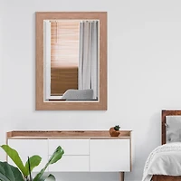 Head West Textured Walnut Mat Framed Beveled Glass Accent Mirror