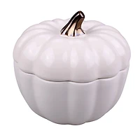 4.75" Cream Ceramic Pumpkin Cocotte by Makery™