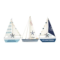 Blue Sail Boat with Netting & Starfish Sculpture Set