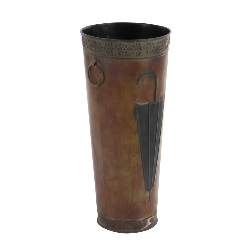 Set of 2 Brown Metal Rustic Vase, 21", 16"