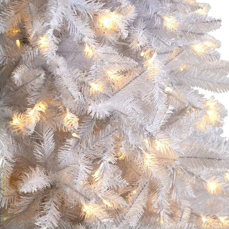 11ft. Pre-Lit Slim White Artificial Christmas Tree, Warm White LED Lights