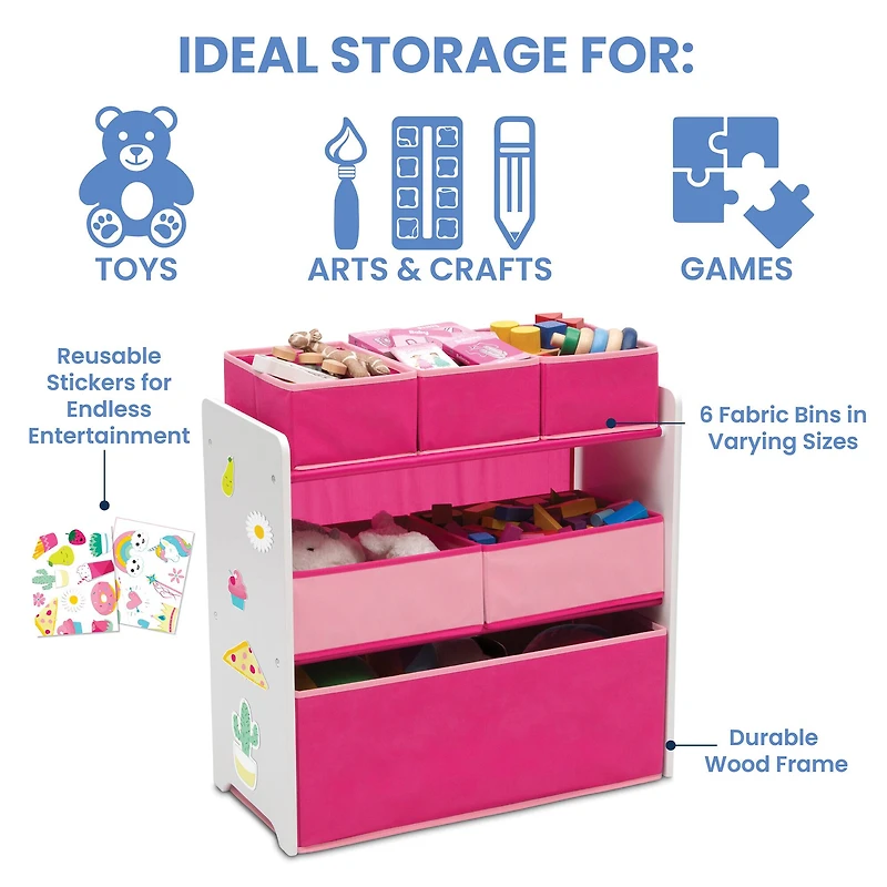 Design and Store Pink 6 Bin Toy Organizer