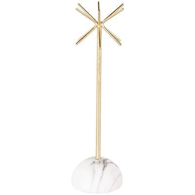 13" Gold Metal 12-Slot Jewelry Stand with White Base