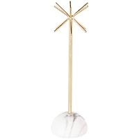 13" Gold Metal 12-Slot Jewelry Stand with White Base
