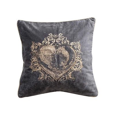 Hello Honey® 18" Navy & Gold Velvet Printed Sacred Heart Accent Pillow