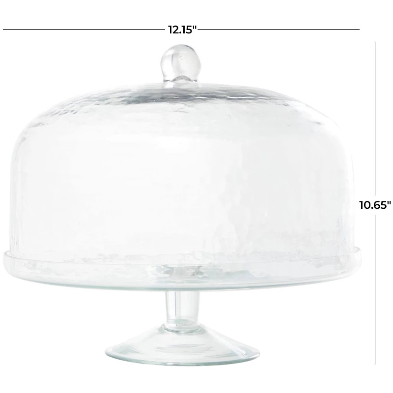 12" Clear Glass Cake Stand with Glass Dome