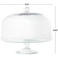 12" Clear Glass Cake Stand with Glass Dome