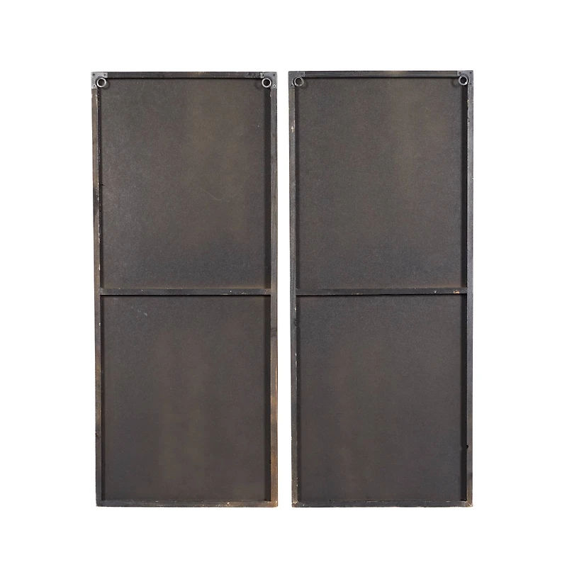 32" Brown Wood Contemporary Wall Mirror Set