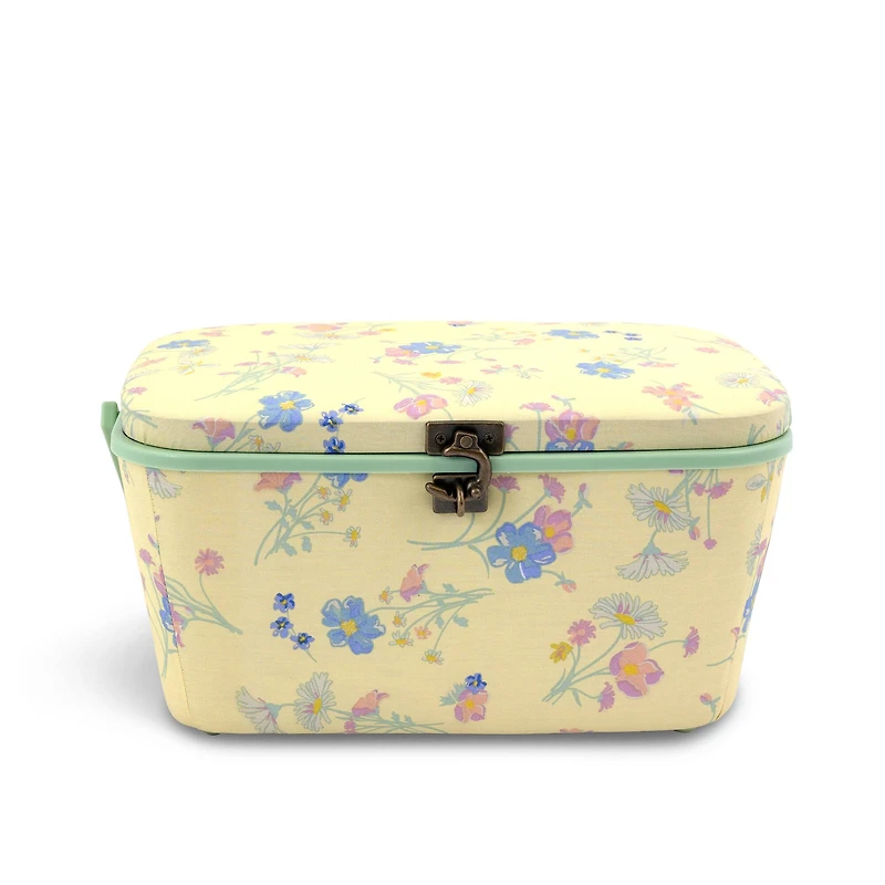 Dritz® Large Yellow Floral Oval Sewing Basket