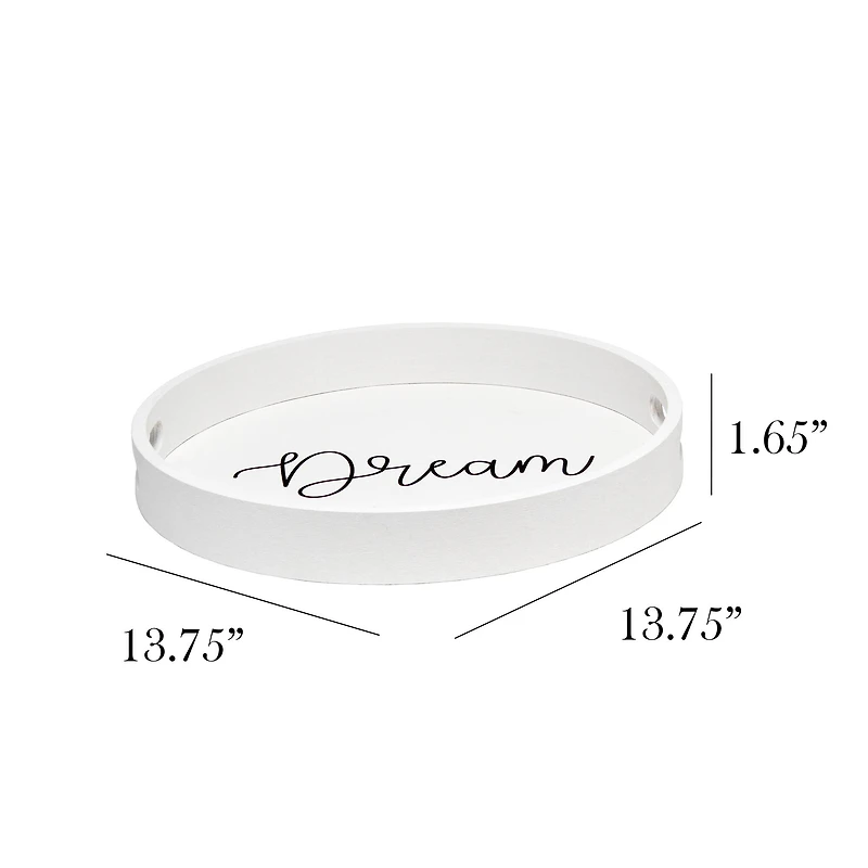 Elegant Designs™ 13.8" Round White Wash Dream Serving Tray with Handles