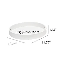 Elegant Designs™ 13.8" Round White Wash Dream Serving Tray with Handles