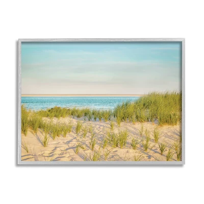 Stupell Industries Tall Grass Sand Dunes Nautical Beach Landscape in Gray Frame Wall Art