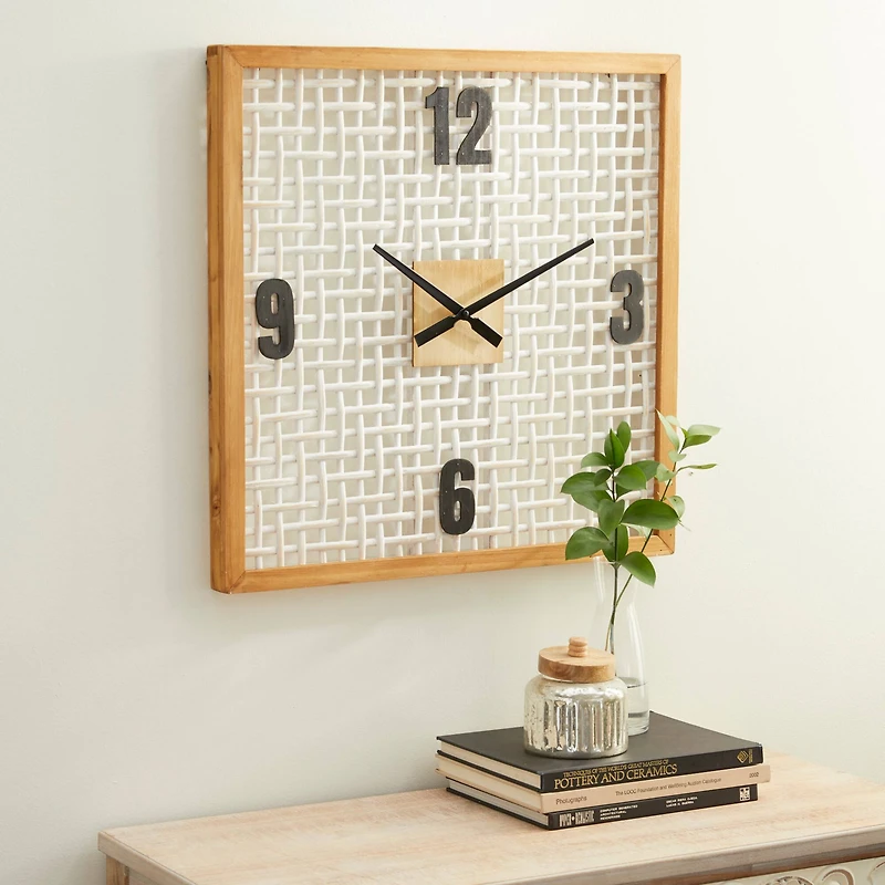 White Farmhouse Wood Wall Clock, 24" x 24"