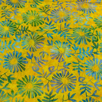 Feldman Premium Indonesia Batik Blue & Green Daisy Fabric