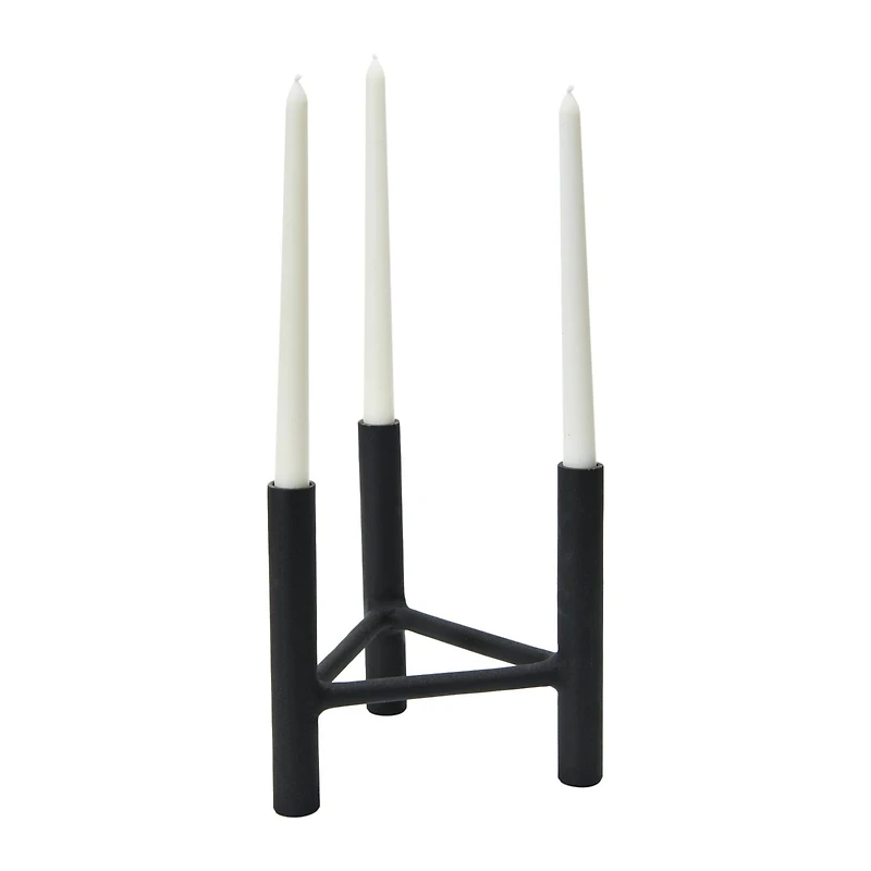 8'' Textured Metal 3 Taper Candle Holder