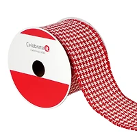 2.5" x 20ft. Red & White Houndstooth Wired Ribbon by Celebrate It®