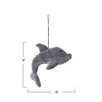 Hello Honey® 6" Gray Velvet Dolphin Ornament