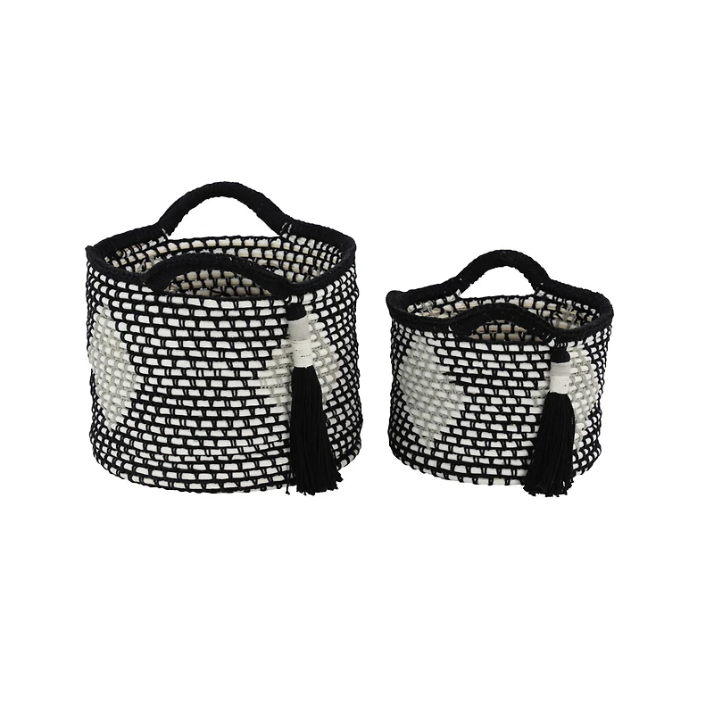 Black Polyester Traditional Storage Basket Set