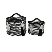 Black Polyester Traditional Storage Basket Set