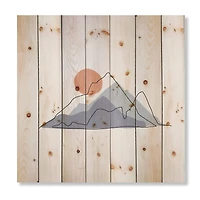 Designart - Abstract Mountainscape With Red Moon