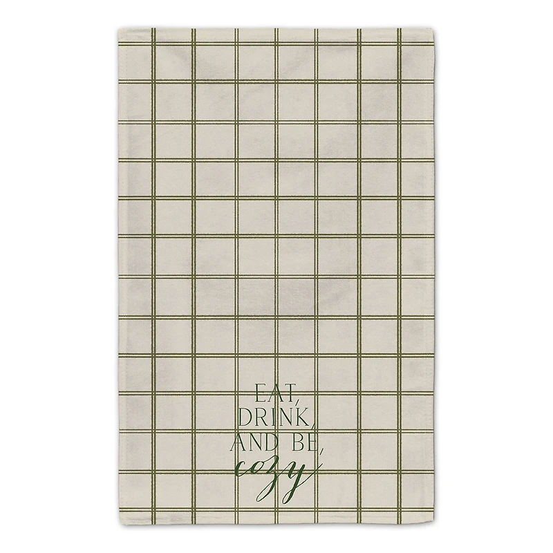 Be Cozy Green and Cream Check Tea Towel - Set of 2