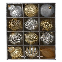 12ct. 4" Gold & Silver Shatterproof Luxe Ornament Set