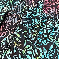 Feldman Batik Navy Rainbow Stamp Large Floral Cotton Fabric