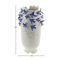 White Ceramic Coastal Vase, 18" x 11" x 11"