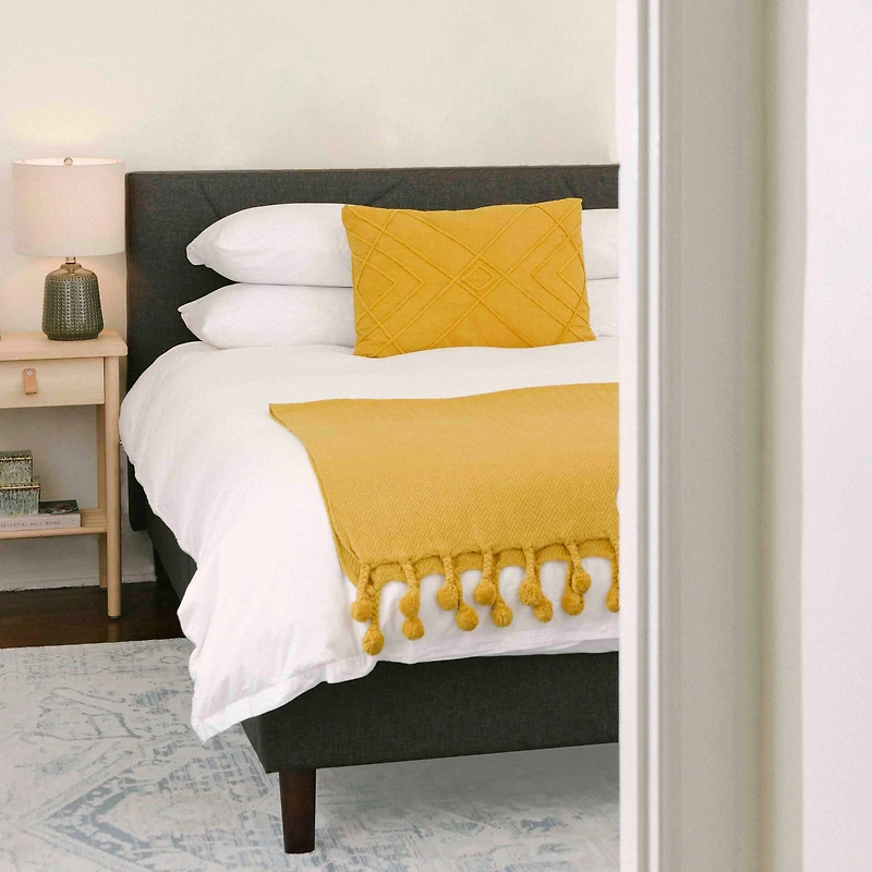 Hello Honey® Woven Cotton Pom Pom Throw