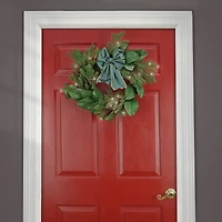 24'' LED Magnolia Mix Pine Wreath with Fabric Bow